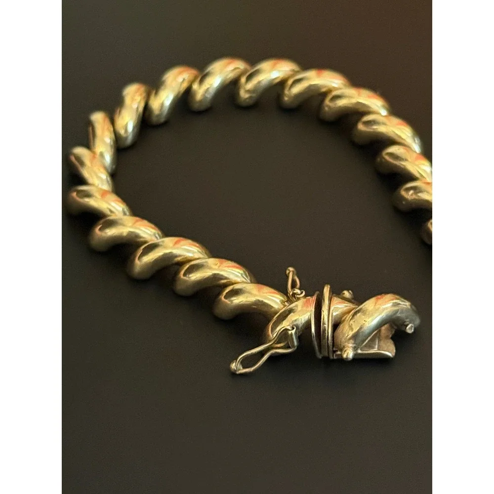 14K Yellow Gold Italian San Marco Link Bracelet 7.5 Inch 24.5g Needs Repair